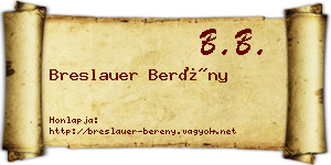 Breslauer Berény névjegykártya